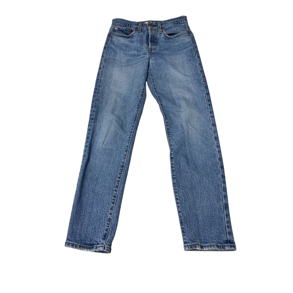 Levis Premium Big E Wedgie Straight Jeans Womens W24 L27 Blue  Wash High Rise‎